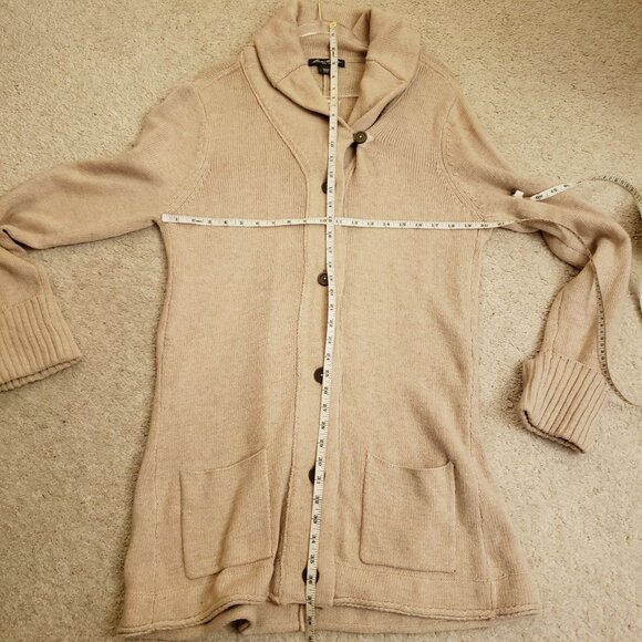 Eddie Bauer Soft and Cozy Tan Lambswool Blend Long Sleeve Cardigan Size XXLT  NW - Picture 12 of 12